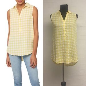 NWT BeacLlunchLounge, Size S, Yellow Gingham Tank Blouse